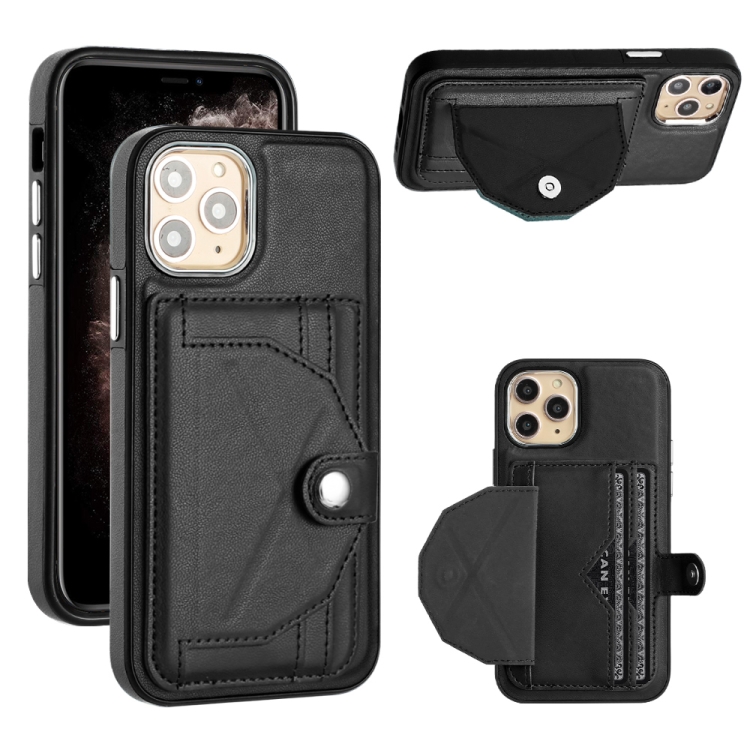 

For iPhone 11 Pro Shockproof Leather Phone Case with Card Holder(Black)