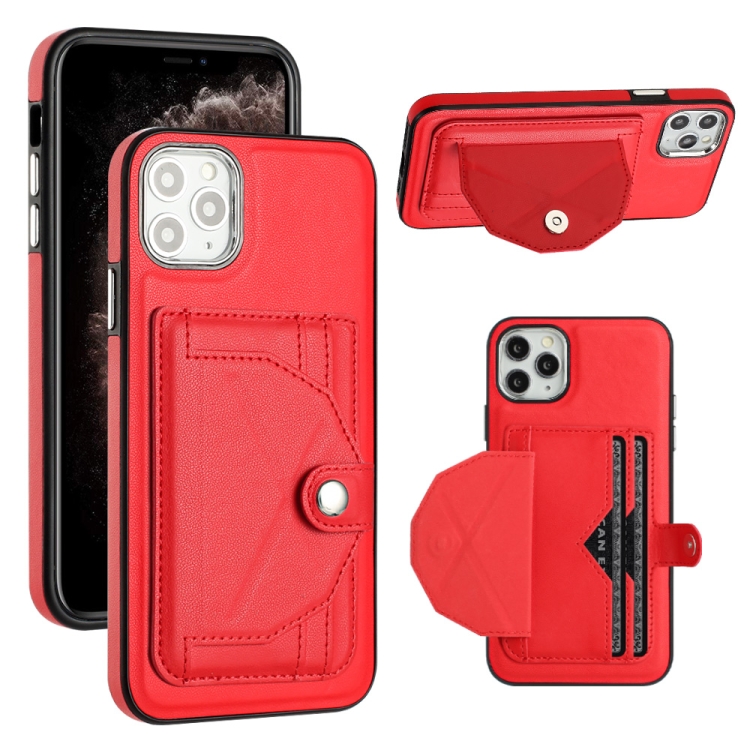 

For iPhone 11 Pro Max Shockproof Leather Phone Case with Card Holder(Red)