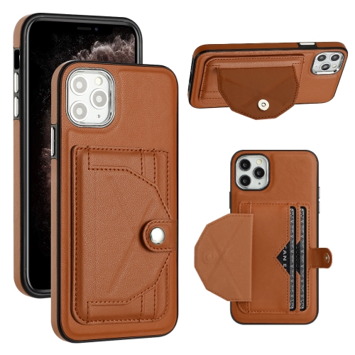 

For iPhone 11 Pro Max Shockproof Leather Phone Case with Card Holder(Brown)