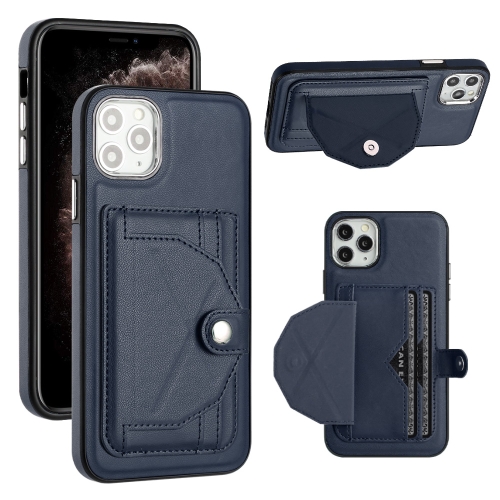 

For iPhone 11 Pro Max Shockproof Leather Phone Case with Card Holder(Blue)