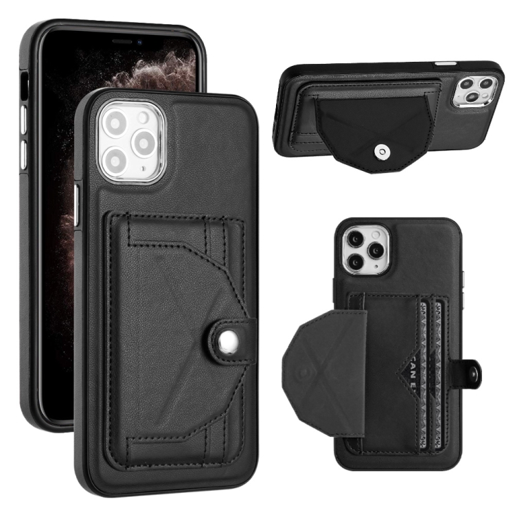 

For iPhone 11 Pro Max Shockproof Leather Phone Case with Card Holder(Black)