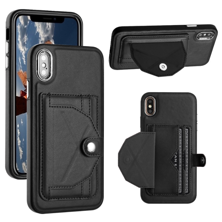 

For iPhone XS Max Shockproof Leather Phone Case with Card Holder(Black)