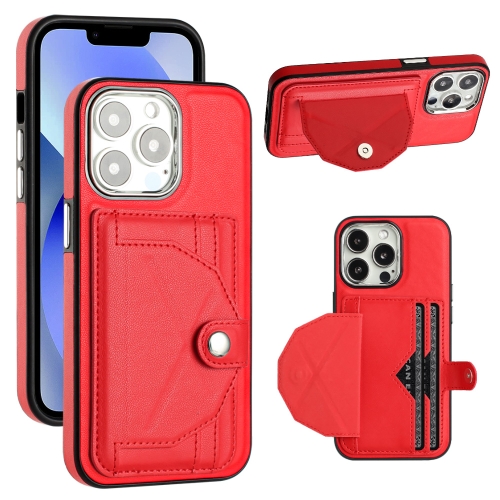 

For iPhone 15 Pro Shockproof Leather Phone Case with Card Holder(Red)