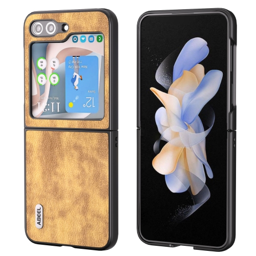 

For Samsung Galaxy Z Flip5 ABEEL Retro Litchi Texture PU Phone Case(Brown)