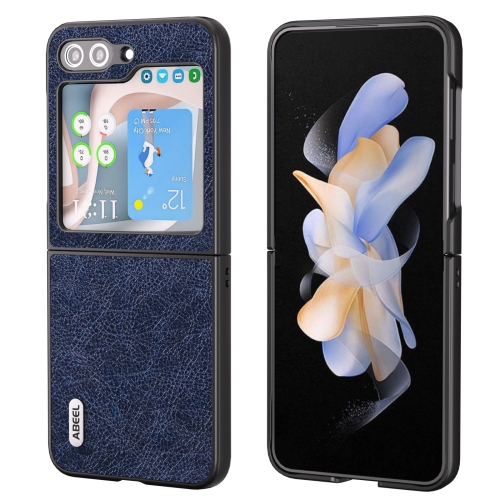 

For Samsung Galaxy Z Flip5 ABEEL Retro Litchi Texture PU Phone Case(Blue)