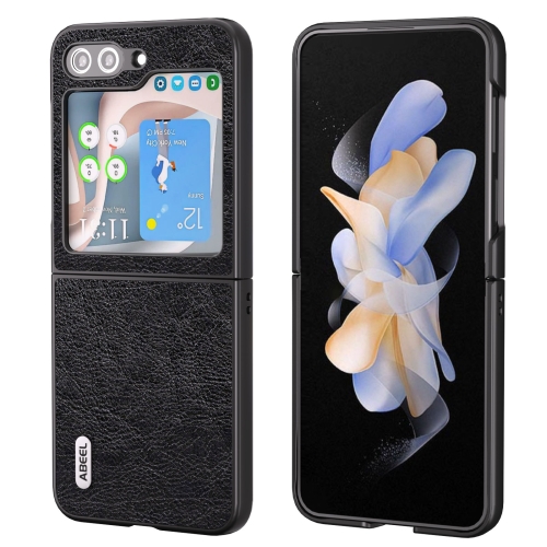 

For Samsung Galaxy Z Flip5 ABEEL Retro Litchi Texture PU Phone Case(Black)