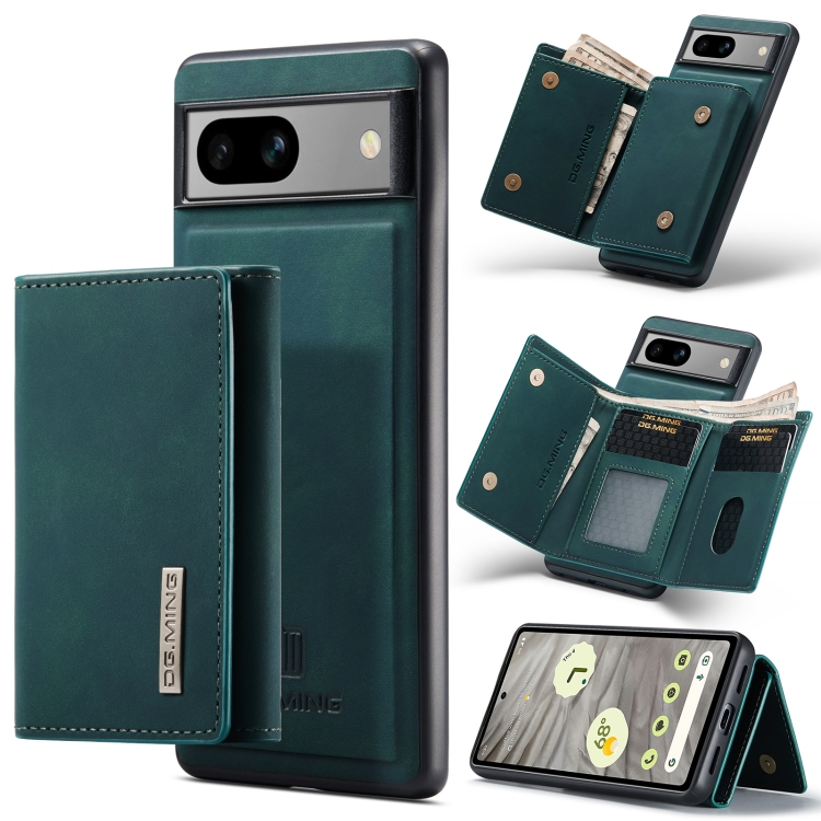 

For Google Pixel 7A DG.MING M1 Series 3-Fold Multi Card Wallet Phone Case(Green)