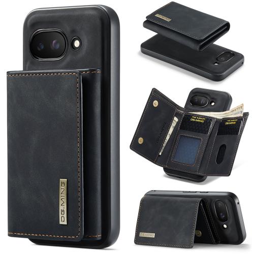 

For Google Pixel 9a DG.MING M1 Series 3-Fold Multi Card Wallet + Magnetic Phone Case(Black)