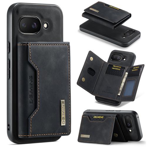 

For Google Pixel 9a DG.MING M2 Series 3-Fold Multi Card Bag + Magnetic Phone Case(Black)