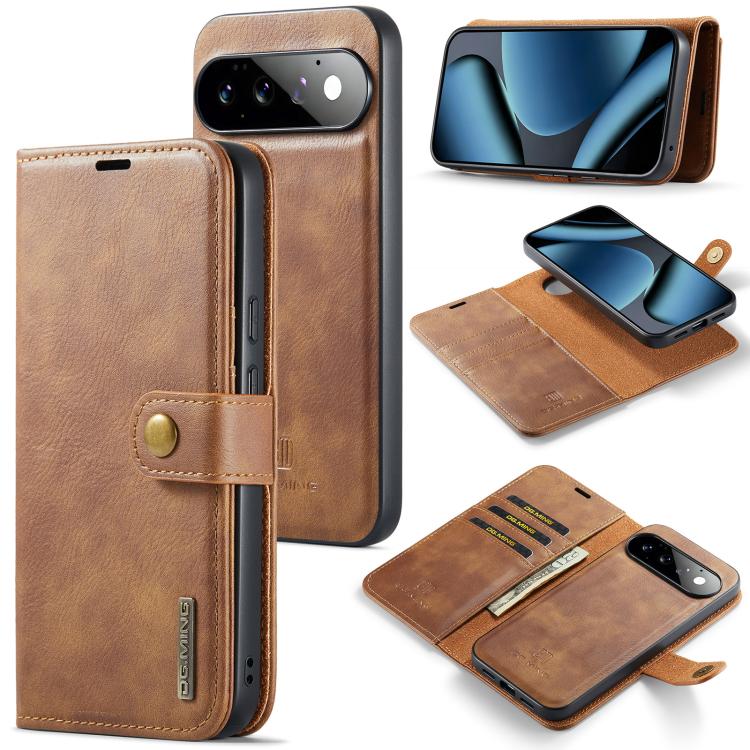 For Google Pixel 11 DG.MING Crazy Horse Texture Detachable Magnetic Leather Phone Case(Brown)