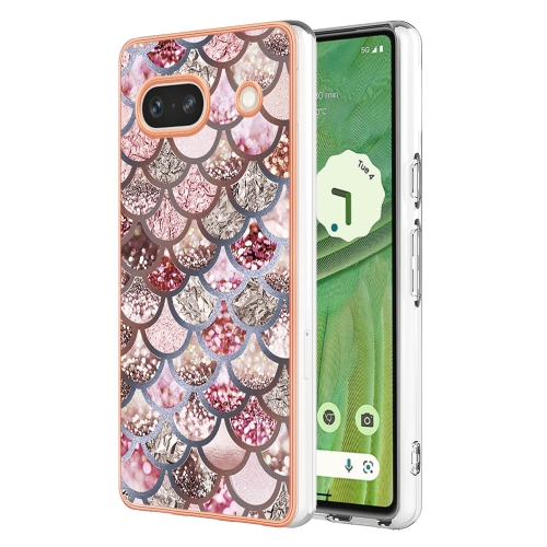 

For Google Pixel 7a Electroplating IMD TPU Phone Case(Pink Scales)