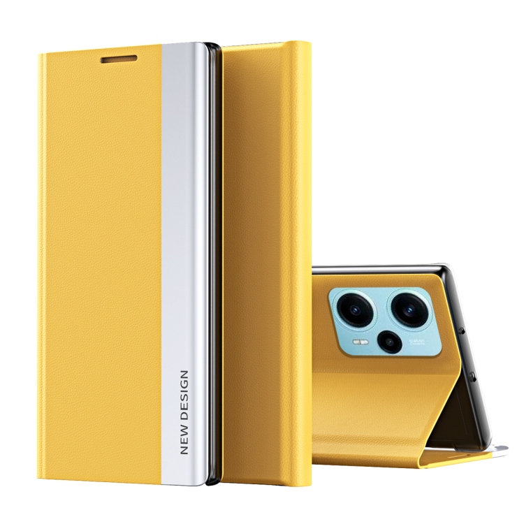 

For Xiaomi Poco F5 Side Side Electroplated Magnetic Leather Phone Case(Yellow)