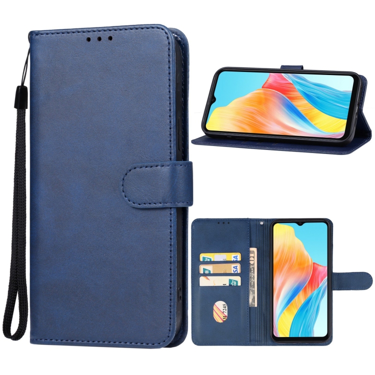 

For OPPO A18 Leather Phone Case(Blue)