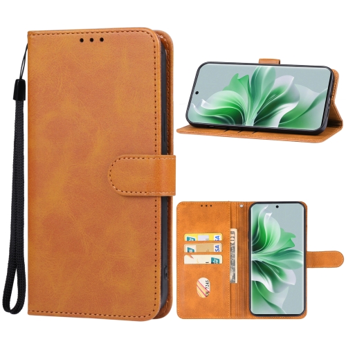 

For OPPO Reno 11 China Leather Phone Case(Brown)