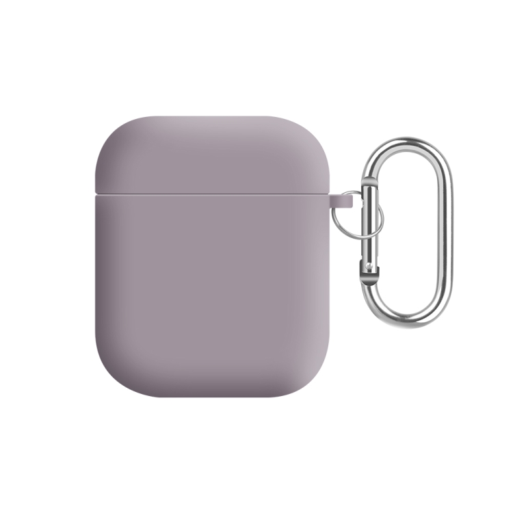 

For AirPods 2 / 1 PC Lining Silicone Bluetooth Earphone Protective Case(Pebble Grey)