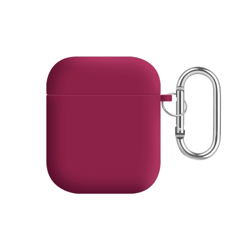

For AirPods 2 / 1 PC Lining Silicone Bluetooth Earphone Protective Case(Rose Red)