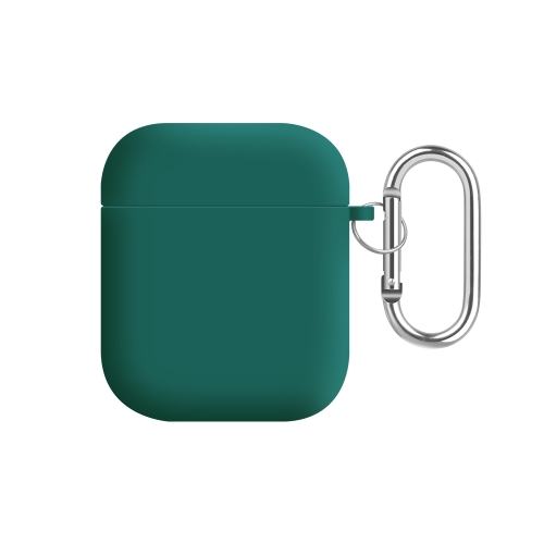 

For AirPods 2 / 1 PC Lining Silicone Bluetooth Earphone Protective Case(Dark Green)