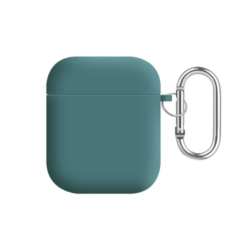 

For AirPods 2 / 1 PC Lining Silicone Bluetooth Earphone Protective Case(Pine Needle Green)