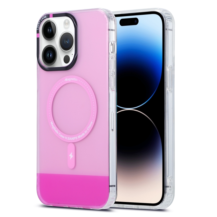 

For iPhone 14 Pro Max PC + TPU IMD MagSafe Magnetic Phone Case(Pink)