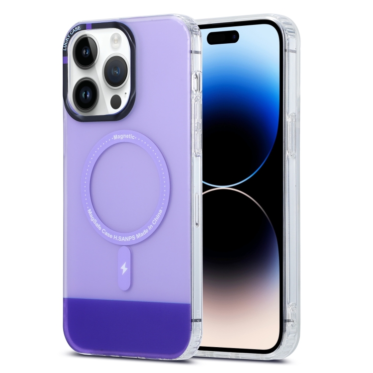 

For iPhone 14 Pro PC + TPU IMD MagSafe Magnetic Phone Case(Purple)