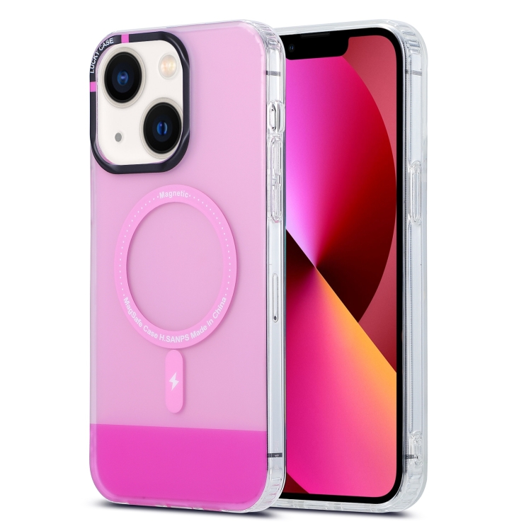 

For iPhone 13 PC + TPU IMD MagSafe Magnetic Phone Case(Pink)