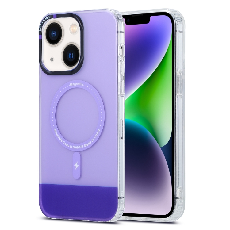 

For iPhone 15 Plus PC + TPU IMD MagSafe Magnetic Phone Case(Purple)