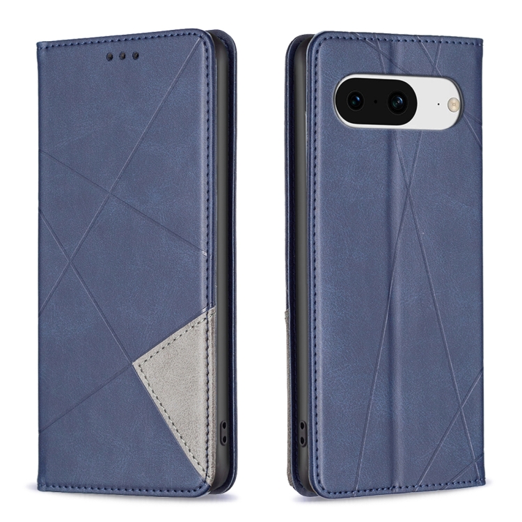 

For Google Pixel 8 Rhombus Texture Magnetic Leather Phone Case(Blue)