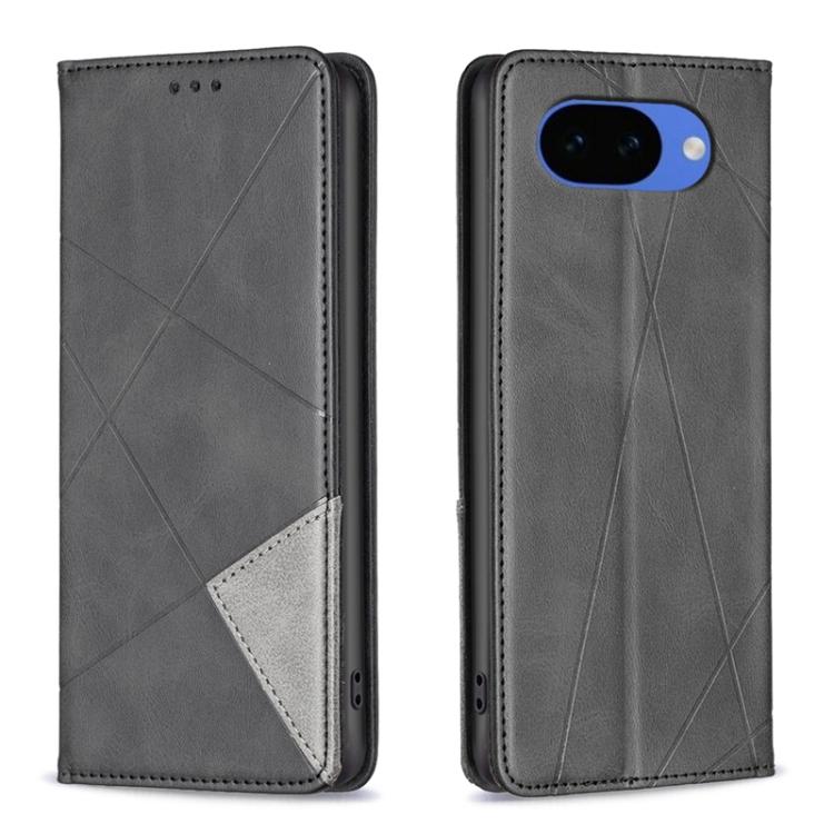 For Google Pixel 10a Rhombus Texture Magnetic Leather Phone Case(Black)
