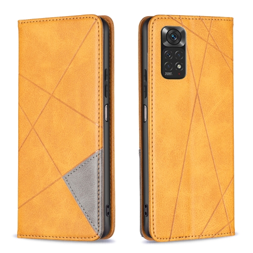 

For Xiaomi Redmi Note 12S 4G / Note 11 Rhombus Texture Magnetic Leather Phone Case(Yellow)