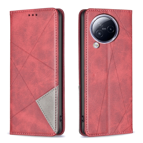 

For Xiaomi Civi 3 5G Rhombus Texture Magnetic Leather Phone Case(Red)