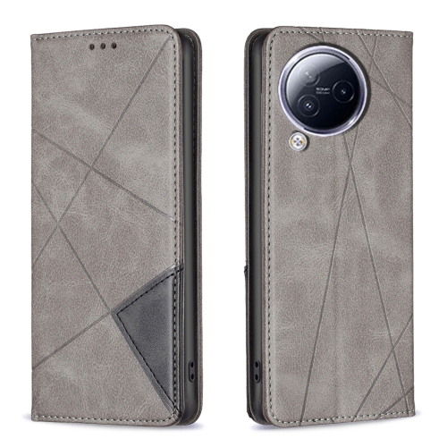 

For Xiaomi Civi 3 5G Rhombus Texture Magnetic Leather Phone Case(Grey)