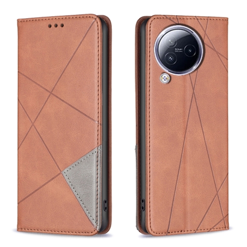 

For Xiaomi Civi 3 5G Rhombus Texture Magnetic Leather Phone Case(Brown)