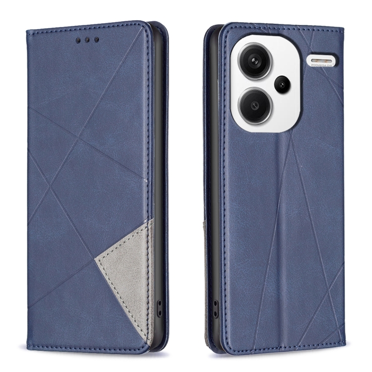 

For Xiaomi Redmi Note 13 Pro+ 5G Rhombus Texture Magnetic Leather Phone Case(Blue)