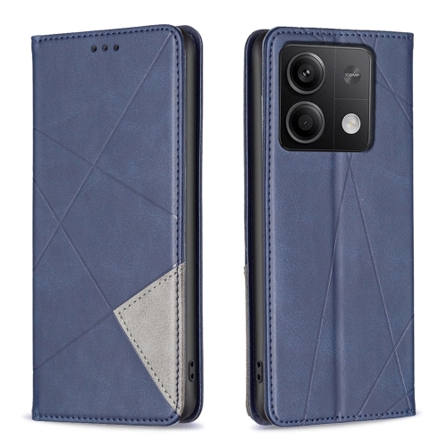 

For Xiaomi Redmi Note 13 4G Global Rhombus Texture Magnetic Leather Phone Case(Blue)