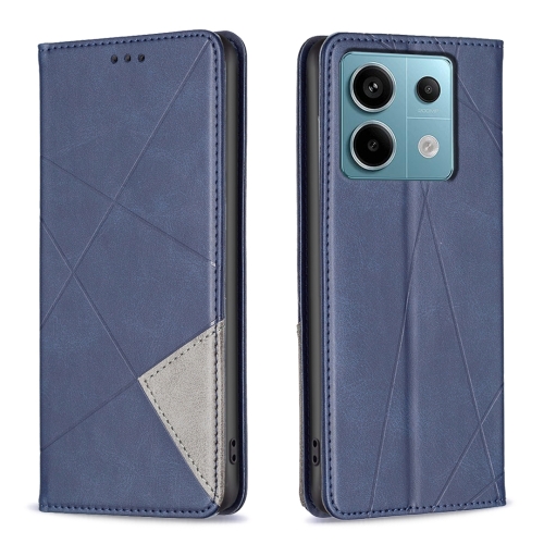 

For Xiaomi Poco M6 Pro 4G Rhombus Texture Magnetic Leather Phone Case(Blue)