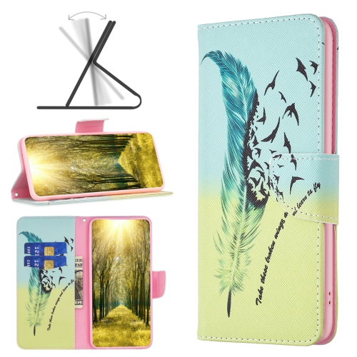

For Google Pixel 8 Colored Drawing Pattern Leather Phone Case(Feather)