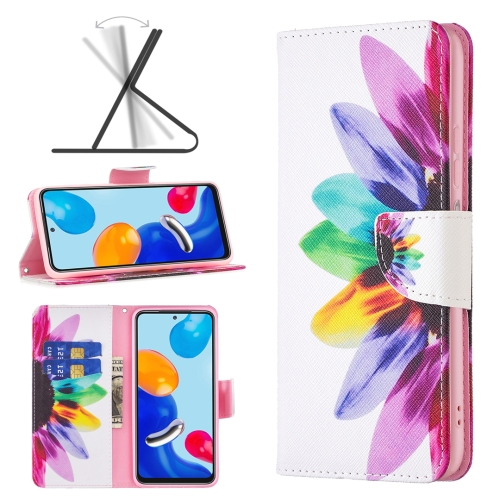 

For For Xiaomi Redmi Note 12S 4G / Note 11 Colored Drawing Pattern Leather Phone Case(Sun Flower)