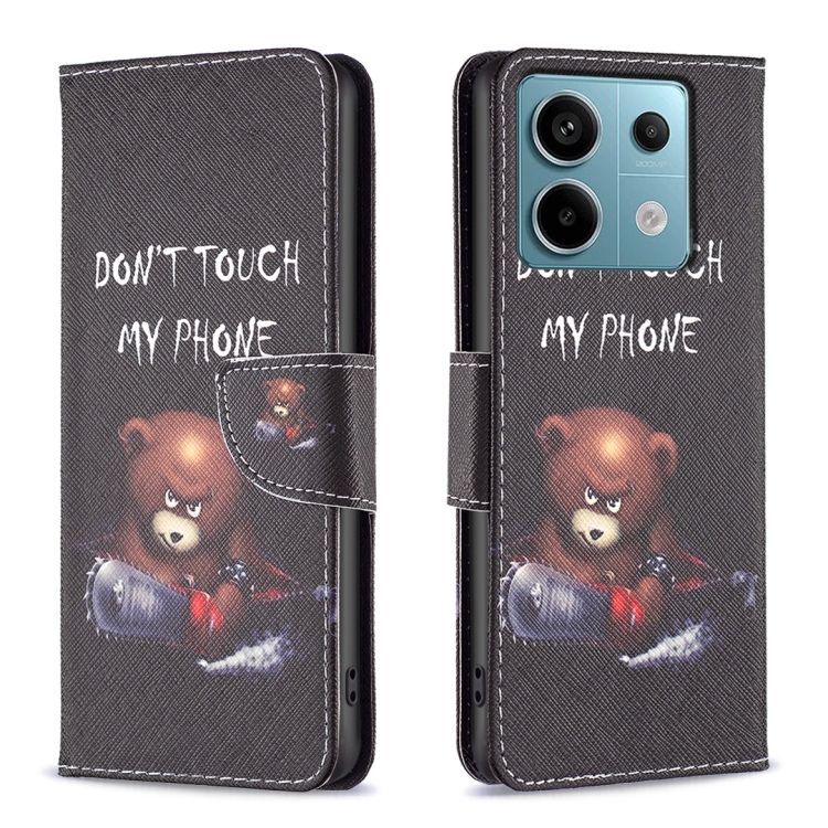 

For Xiaomi Redmi Note 13 Pro Colored Drawing Pattern Leather Phone Case(Bear)