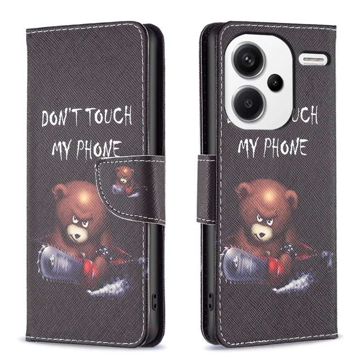 

For Xiaomi Redmi Note 13 Pro+ 5G Colored Drawing Pattern Leather Phone Case(Bear)