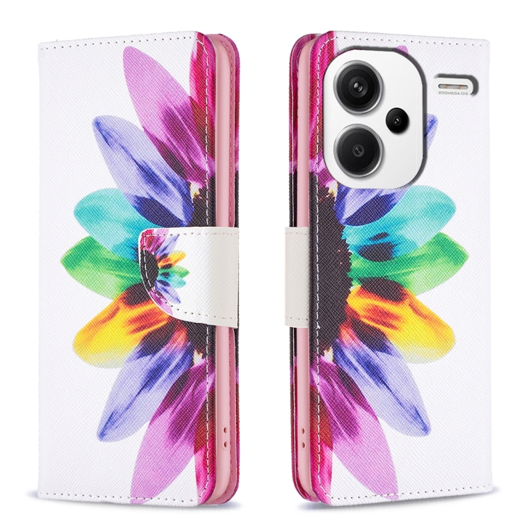 

For Xiaomi Redmi Note 13 Pro+ Colored Drawing Pattern Leather Phone Case(Sun Flower)
