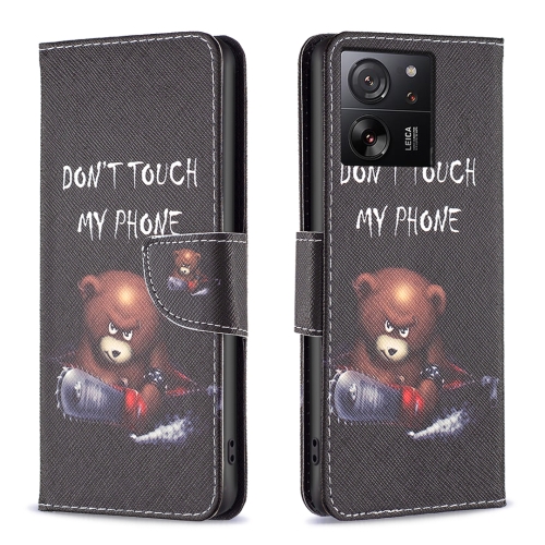 

For Xiaomi 13T / 13T Pro / Redmi K60 Ultra Colored Drawing Pattern Leather Phone Case(Bear)