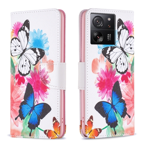 

For Xiaomi 13T / 13T Pro / Redmi K60 Ultra Colored Drawing Pattern Leather Phone Case(Butterflies)