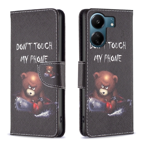 

For Xiaomi Redmi 13C Colored Drawing Pattern Leather Phone Case(Bear)