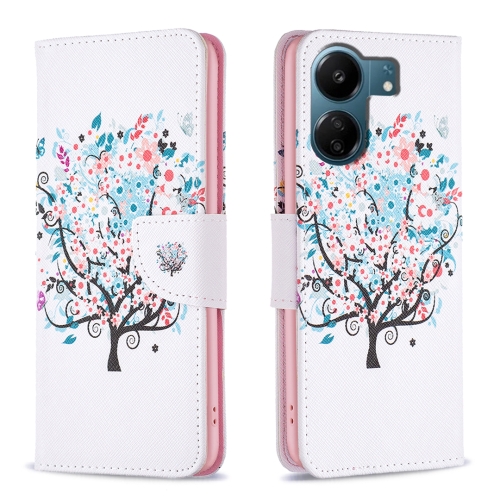 

For Xiaomi Redmi 13C Colored Drawing Pattern Leather Phone Case(Tree)