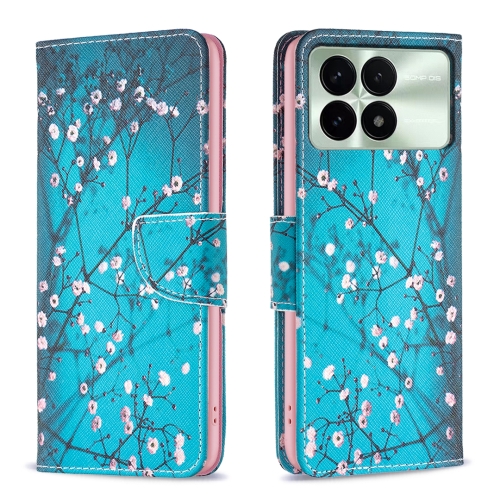 

For Xiaomi Redmi K70 / K70 Pro Colored Drawing Pattern Leather Phone Case(Plum Blossom)