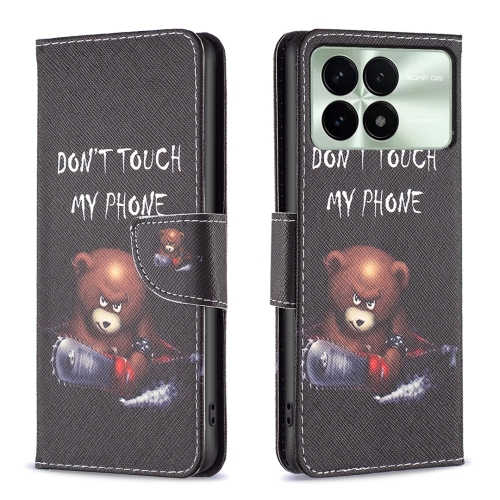 

For Xiaomi Redmi K70E Colored Drawing Pattern Leather Phone Case(Bear)