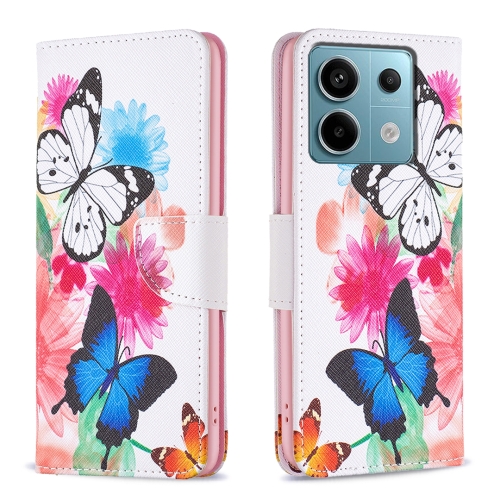 

For Xiaomi Redmi Note 13 Pro 4G Global Colored Drawing Pattern Leather Phone Case(Butterflies)