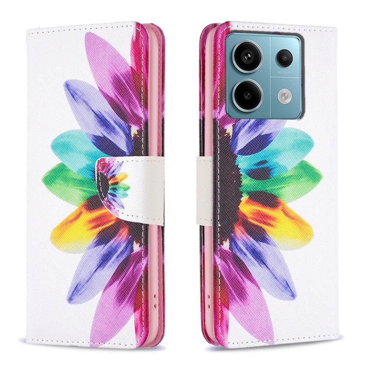 

For Xiaomi Redmi Note 13 Pro 4G Global Colored Drawing Pattern Leather Phone Case(Sun Flower)