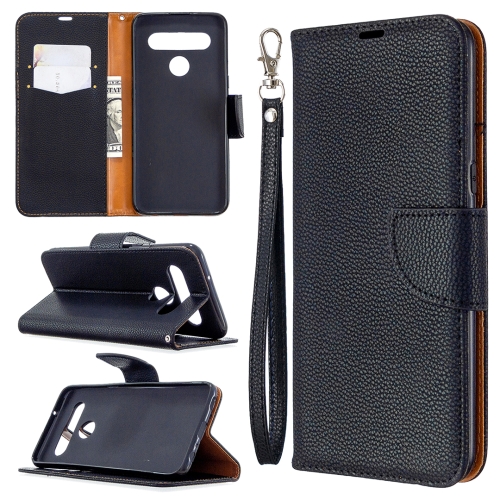 

For LG K61 Litchi Texture Pure Color Horizontal Flip Leather Case with Holder & Card Slots & Wallet & Lanyard(Black)