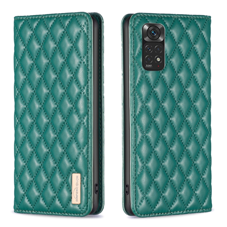 

For Xiaomi Redmi Note 12S 4G / Note 11 Diamond Lattice Magnetic Leather Flip Phone Case(Green)